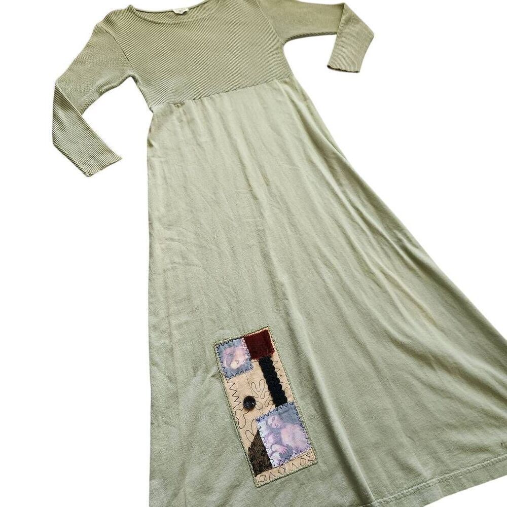 Vintage Maxi Dress Womens Small Medium Primitive Twig Cottagecore Art to Wear Bo